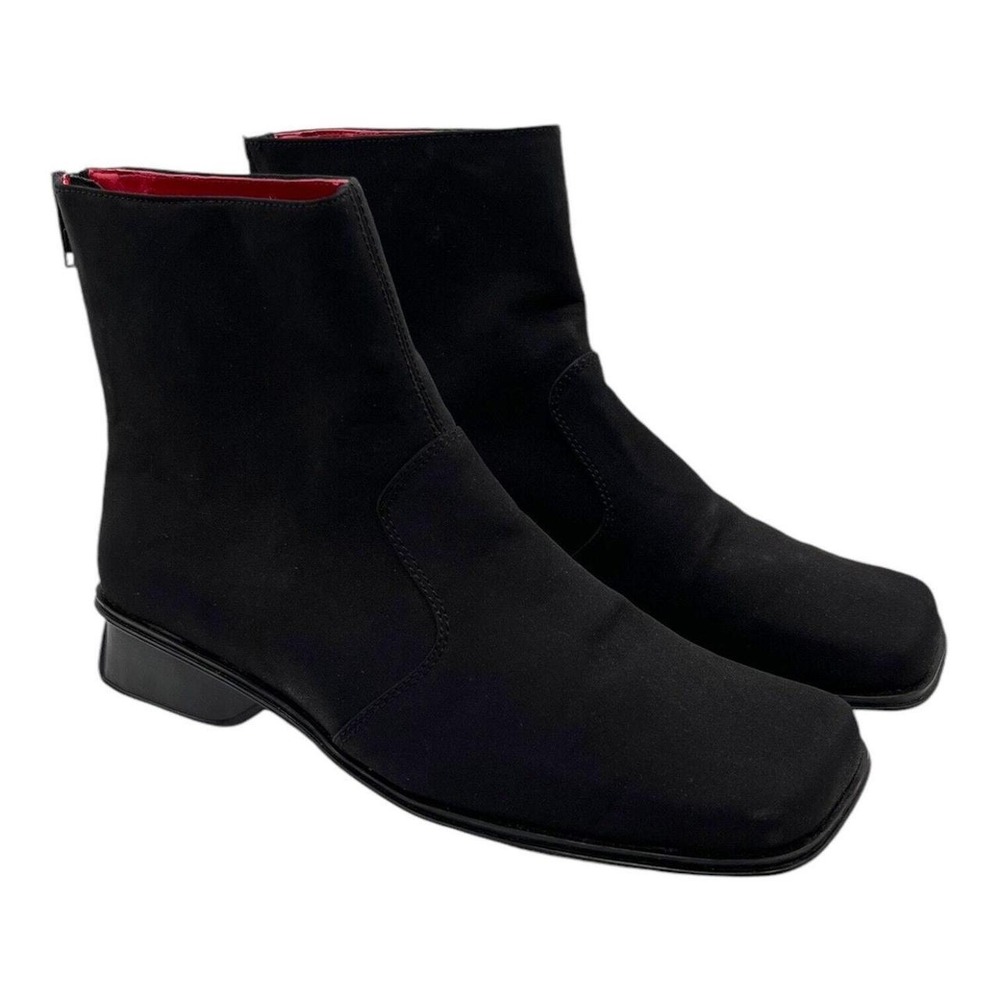 Chicos Women Cassie Black Ankle Heeled Boots Booties Ankle Zipper Closure Sz 7